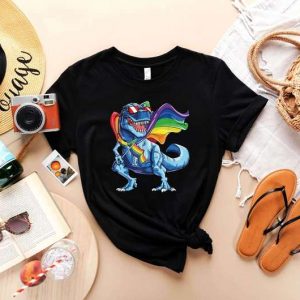LGBT Flag T-Rex Rainbow Dinosaur Unisex T Shirt