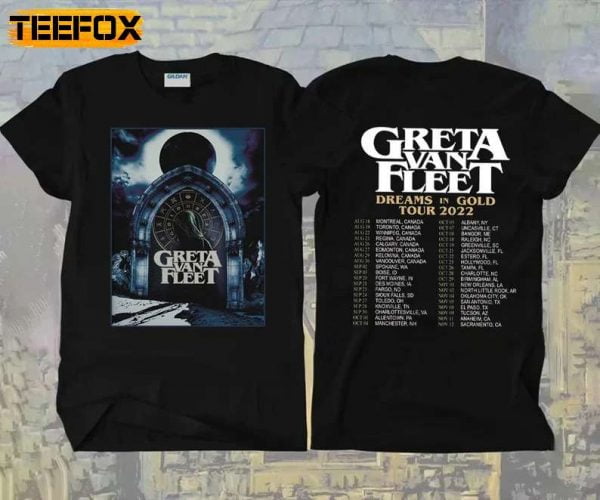 Greta Van Fleet Dreams In Gold Tour 2022 Music Rock Band Concert T Shirt