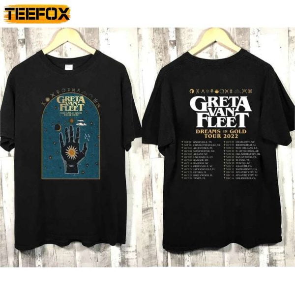 Greta Van Fleet Dreams In Gold Tour 2022 Rock Band Concert T Shirt