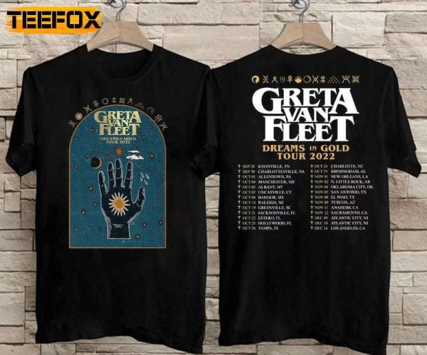Greta Van Fleet Dreams In Gold Tour 2022 Update T Shirt