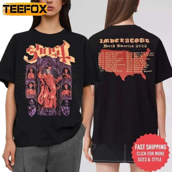 Ghost North American Tour 2022 Rock Band Two Sides T Shirt