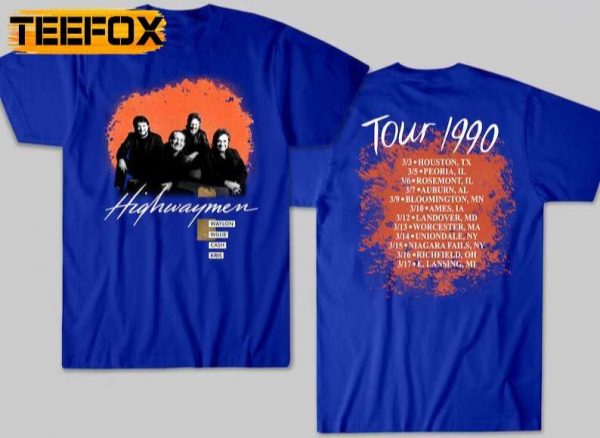 Highwaymen 1990 Tour Concert T Shirt