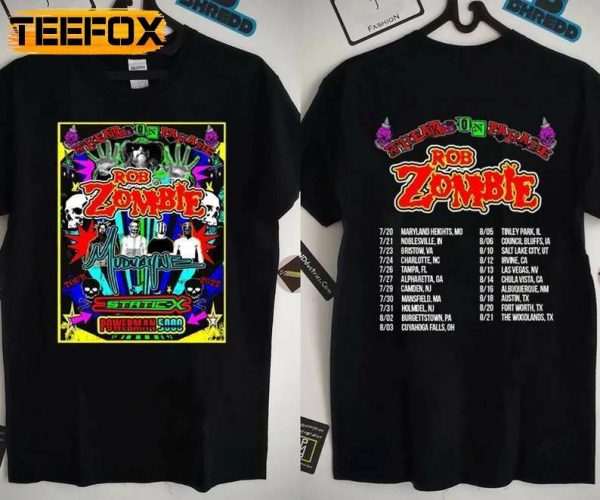 Rob Zombie 2022 Summer Tour with Mudvayne Static X and Powerman 5000 T Shirt