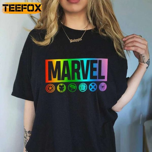 Marvel Logo Print Pride LGBT Pride T Shirt