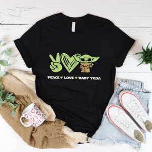 Peace Love Baby Yoda Star Wars T Shirt