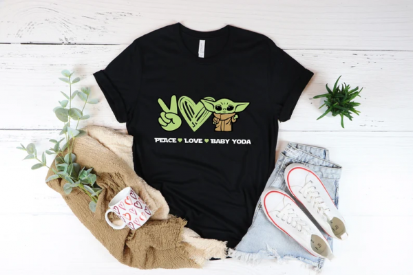 Peace Love Baby Yoda Star Wars T Shirt