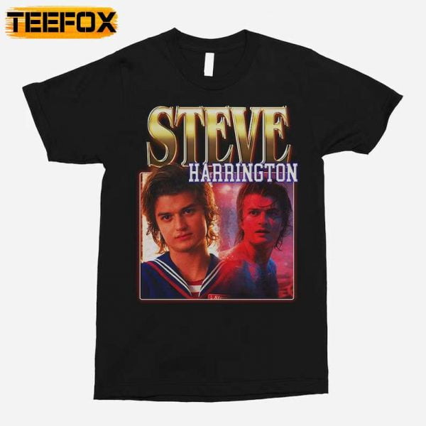 Steve Harrington Stranger Things Film Series Black T Shirt