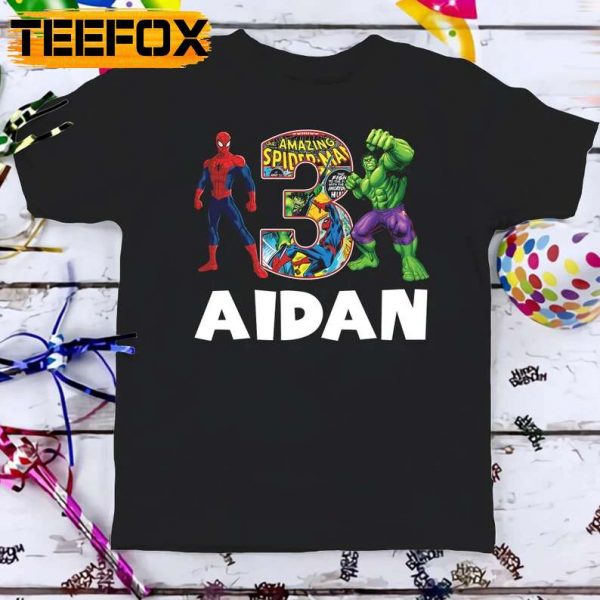 Avengers Spider man and The Hulk Birthday T Shirt Custom Personalized