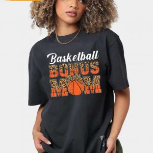 Basketball Bonus Mom Game Day Leopard T Shirt
