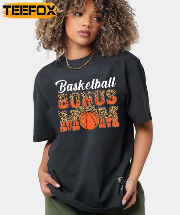 Basketball Bonus Mom Game Day Leopard T Shirt