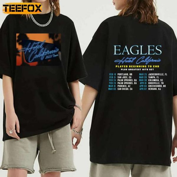 Eagles Concert Hotel California Tour 2023 Black T Shirt