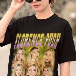 Florence Pugh Movie Actress Retro Black T Shirt