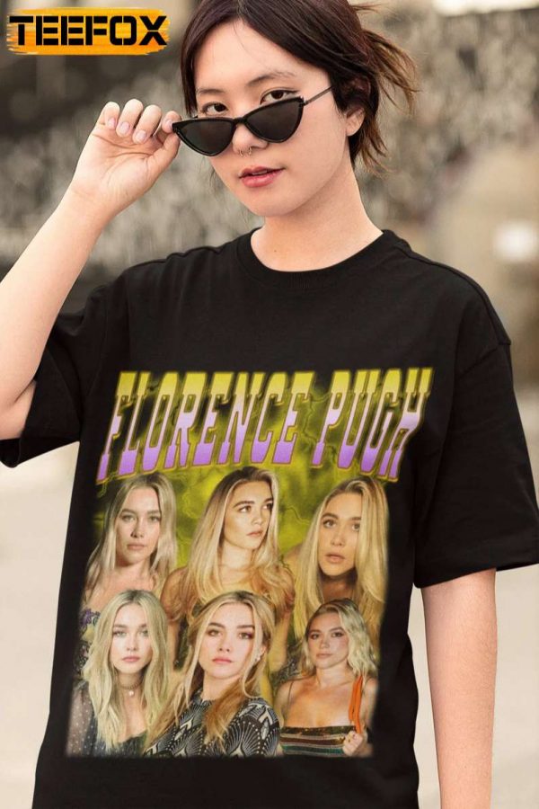 Florence Pugh Movie Actress Retro Black T Shirt