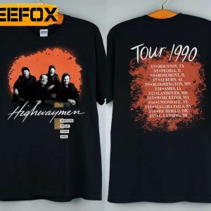 Highwaymen 1990 Tour Concert Music T Shirt