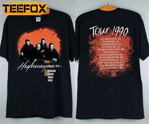 Highwaymen 1990 Tour Concert Music T Shirt