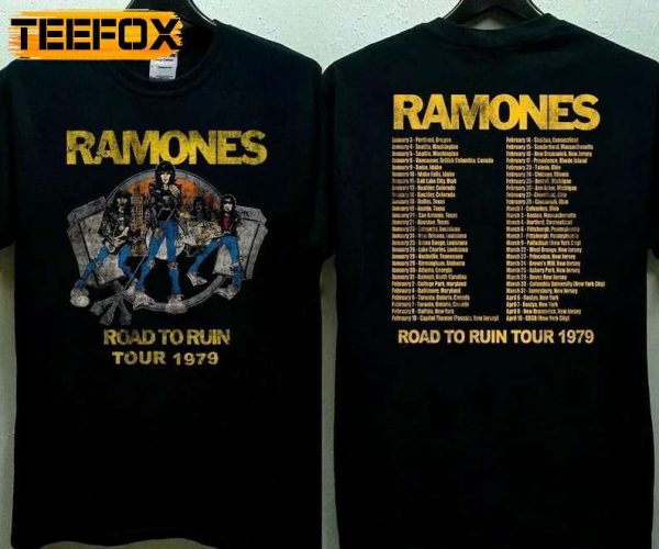 Ramones Road To Ruin Tour 1979 T Shirt