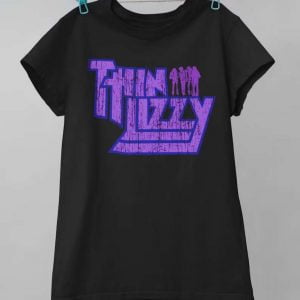 Thin Lizzy Band Retro Vintage Black T Shirt