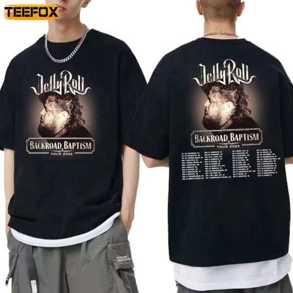 Jelly Roll Backroad Baptism 2023 Tour Rapper Music T Shirt
