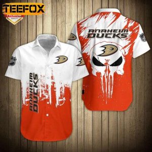 Anaheim Ducks Hockey Skull Logo Hawaiian Shirt