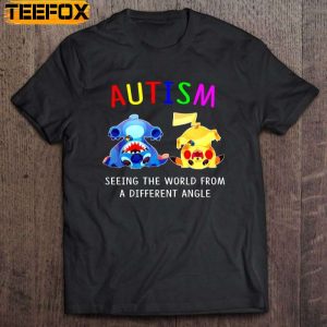 Autism Seeing The World From A Different Angle Stitch And Pikachu Short Sleeve T Shirt
