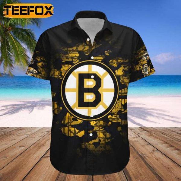 Boston Bruins Camouflage Vintage Hawaiian Shirt