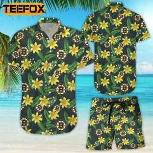Boston Bruins Floral Hawaiian Shirt