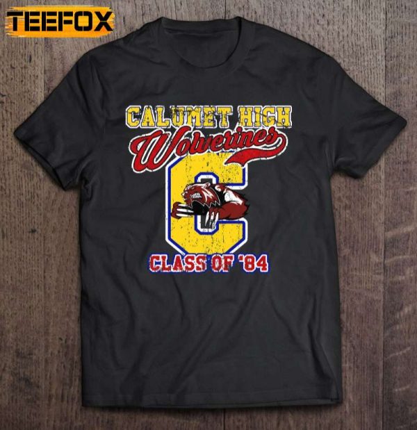 Calumet High Wolverines Class Of 84 Distressed Faded Short Sleeve T Shirt