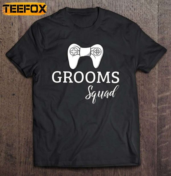 Grooms Squad Wedding Bachelor Party Groomsmen Gamer Short Sleeve T Shirt