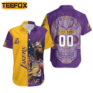 Lebron James 23 Los Angeles Lakers NBA Skull Hawaiian Shirt