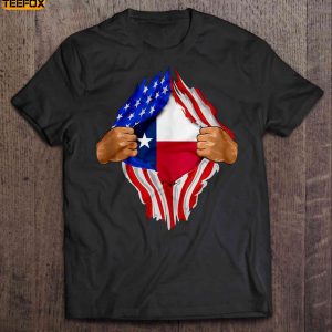 Texas Heartbeat Inside American Flag Short Sleeve T Shirt
