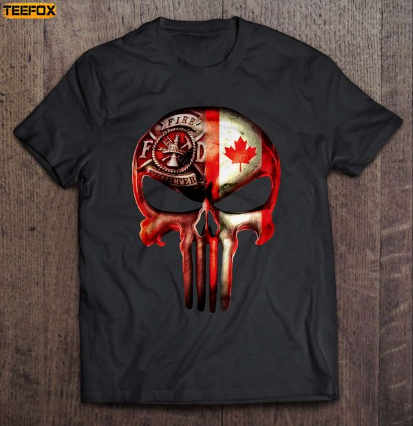 The Punisher Firefighter Skull And Canada Short Sleeve T Shirt