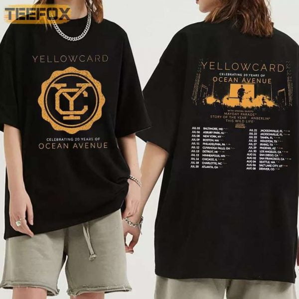 Yellowcard Celebrating 20 Years of Ocean Avenue Concert Tour Music T Shirt