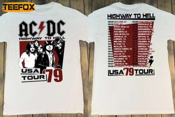 ACDC Highway To Hell USA Tour 1979 Short Sleeve T Shirt 1