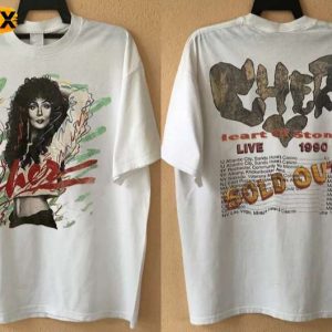 Cher Heart of Stone Live 1990 Sold Out Concert Short Sleeve T Shirt