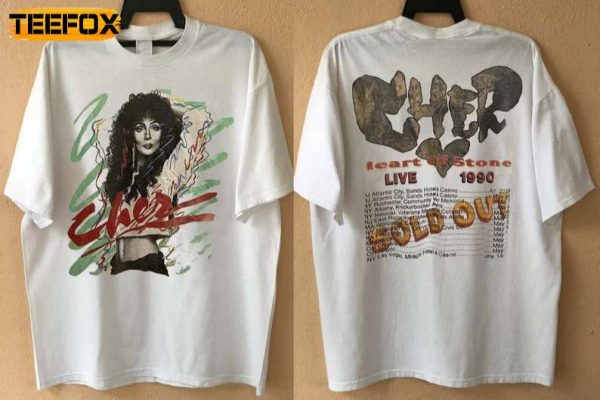 Cher Heart of Stone Live 1990 Sold Out Concert Short Sleeve T Shirt