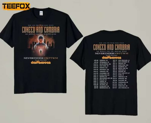 Coheed and Cambria Neverender No World For The Waking Mind 2023 Tour Short Sleeve T Shirt