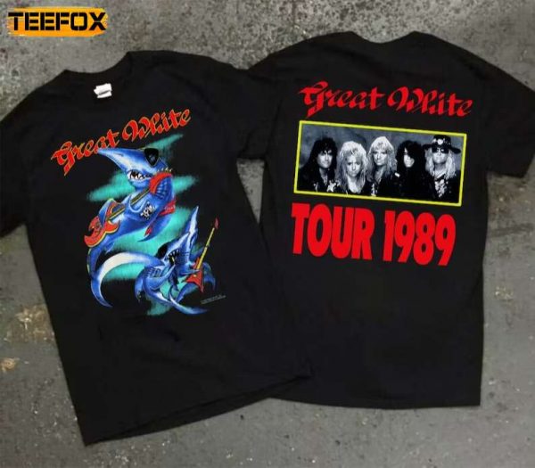 Great White Hard Rock Band 1989 Tour Short Sleeve T Shirt
