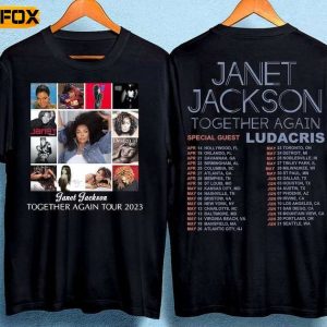 Janet Jackson Together Again Tour 2023 2 Sided Short Sleeve T Shirt