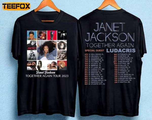 Janet Jackson Together Again Tour 2023 2 Sided Short Sleeve T Shirt