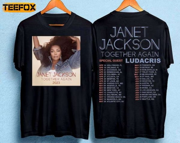 Janet Jackson Together Again Tour 2023 Short Sleeve T Shirt 1