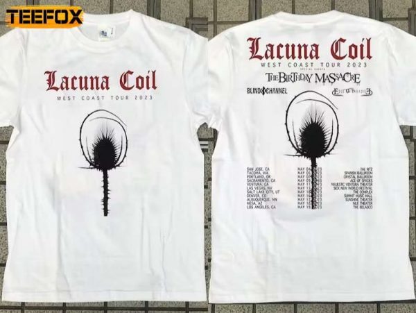 Lacuna Coil Shirt West Coast Tour 2023 Short Sleeve T Shirt