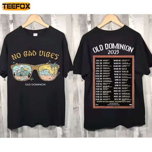 Old Dominion Band No Bad Vibes Tour 2023 Short Sleeve T Shirt