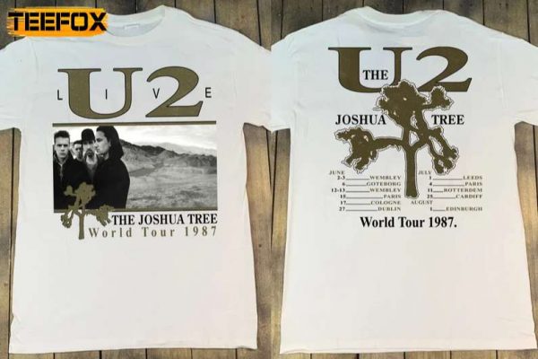 U2 Live The Joshua Tree World Tour 1987 Short Sleeve T Shirt
