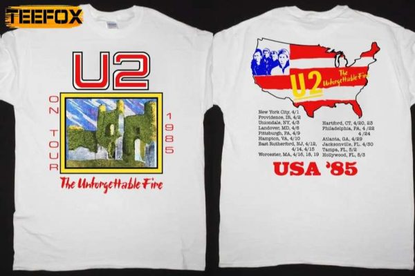 U2 Unforgettable Fire 1985 USA Tour Short Sleeve T Shirt