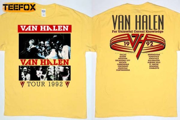 Van Halen For Unlawful Carnal Knowledge Tour 1992 Short Sleeve T Shirt