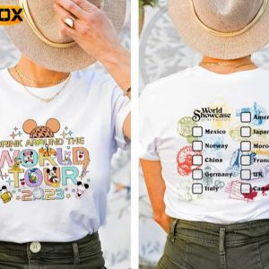 Epcot Drink Around The World Tour 2023 Short Sleeve T Shirt