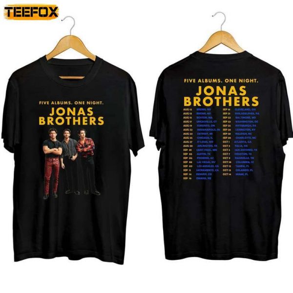 Jonas Brothers Five Albums One Night The Tour 2023 Concert Short Sleeve T Shirt