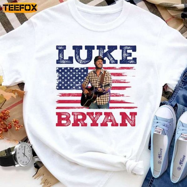 Luke Bryan Country On Tour 2023 America Flag Short Sleeve T Shirt