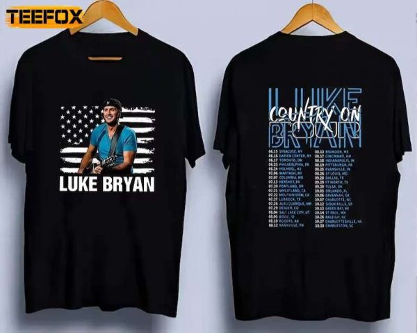Luke Bryan Country On Tour 2023 US Flag Short Sleeve T Shirt