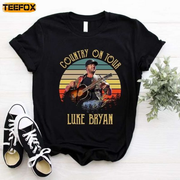 Luke Bryan Country On Tour 2023 Vintage Style Short Sleeve T Shirt